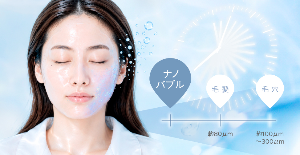 ナノバブル 毛 髪 約80μm 毛 穴 約100μm〜300μm
