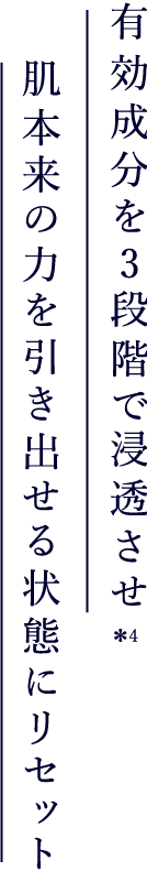 肌本来の力を引き出せる状態にリセット 有効成分を3段階で浸透させ